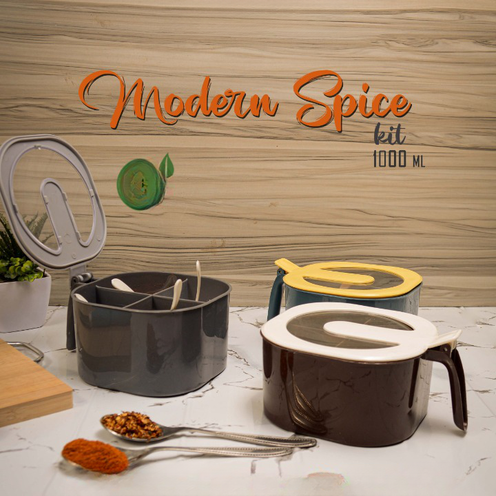 Modern Spice Kit - 1000 ml - 4 Grid Spice Jar (Random Color) - Image 5
