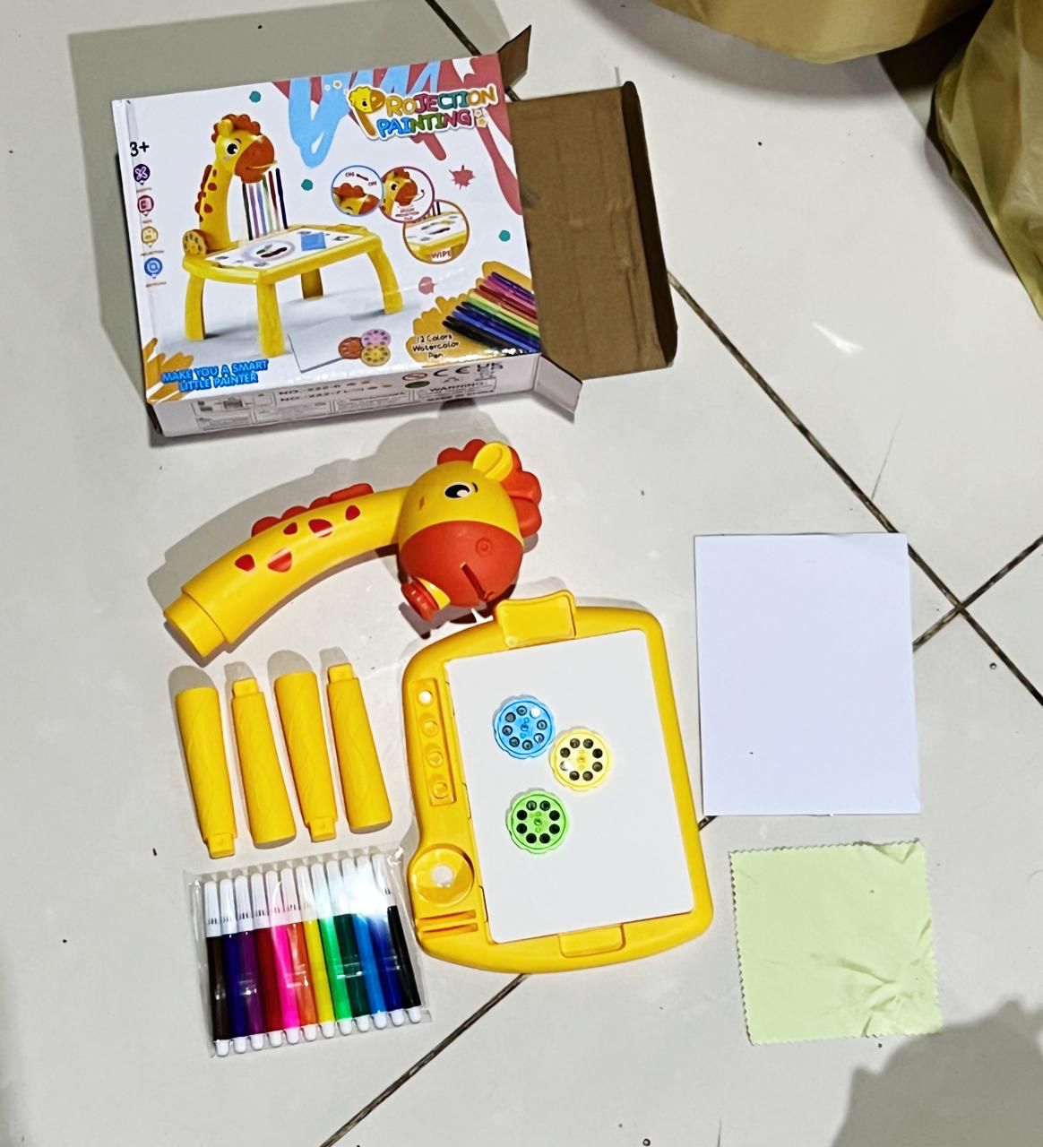 Giraffe Small Size Art Drawing Board Leds Projector Light Toy Children Kids Painting Table Small Desk (with Box Packing)(Random Color) - Image 2