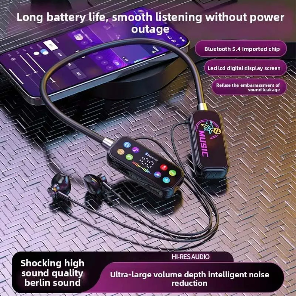 Mf Model YG17 Wireless Neckband Earphones With LED Display - Audio Device Designed For Sound Playback And Daily Listening Routine - Image 3