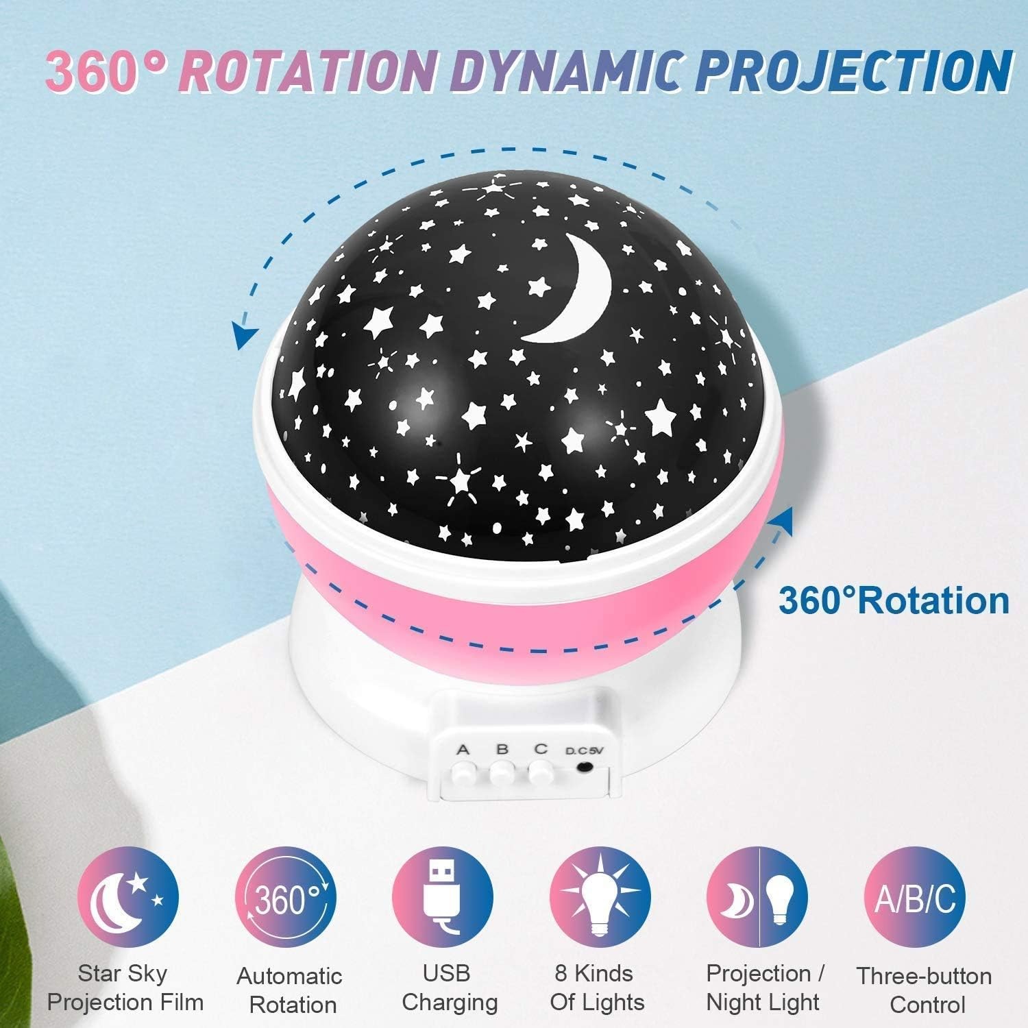 Night Light Star Lamp Starry Sky Projector | 360° Rotating LED Star Light Lamp With Multicolor Projection | Perfect Table Night Lamp Gift For Babies And Children (Random Color) - Image 3