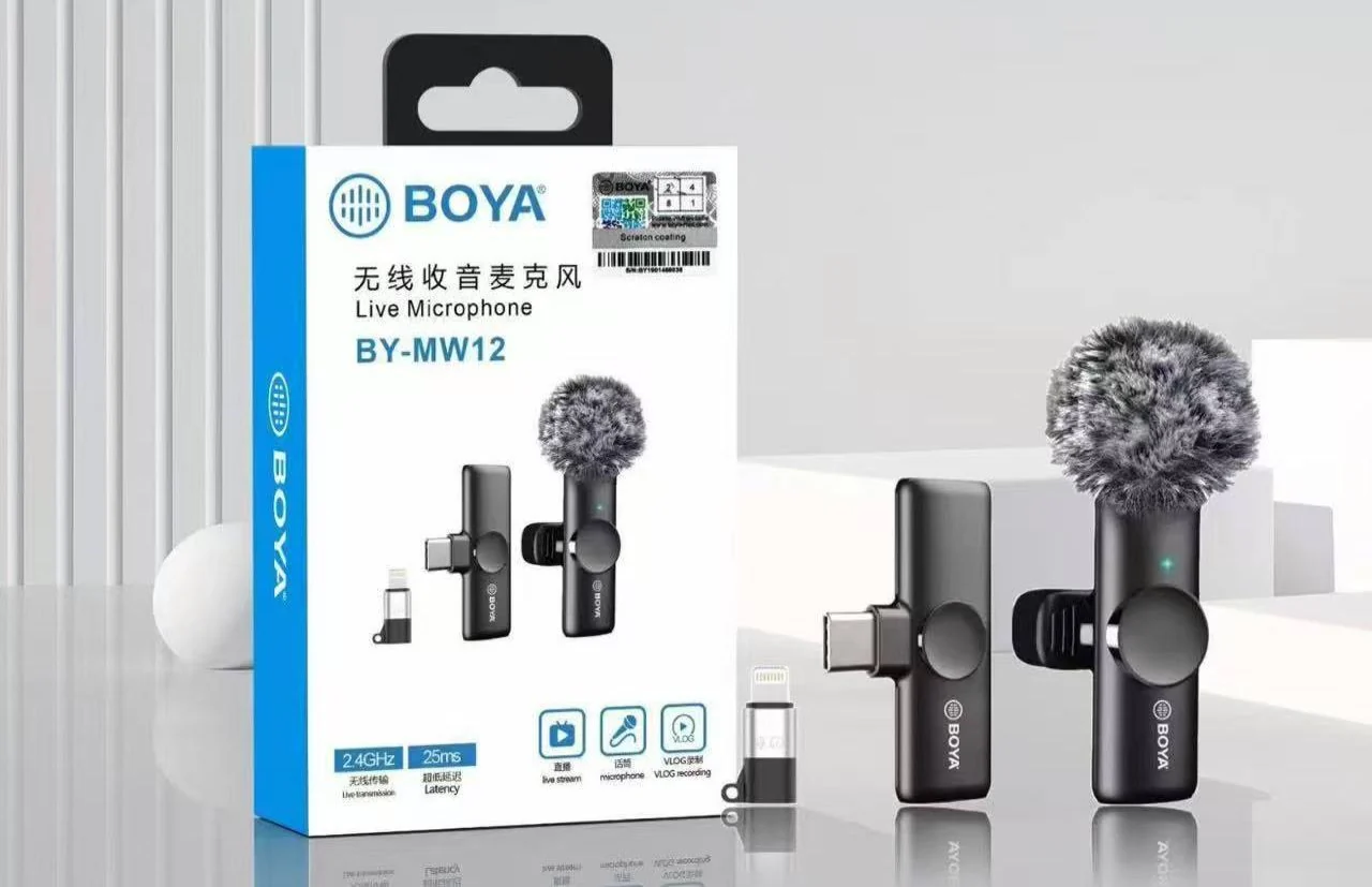 BOYA BY-MW12 Wireless Lavalier Microphone for iPhone, Android & DSLR | Type-C & Lightning | Noise Reduction | Live Streaming, Vlogging & Recording Mic - Image 3