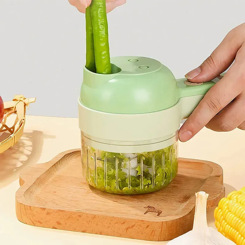 Rechargeable 4 In 1 Electric Vegetable Cutter With Multi-Function Slicer, Chopper, Grinder And Peeler For Fast Kitchen Preparation (Random Color)