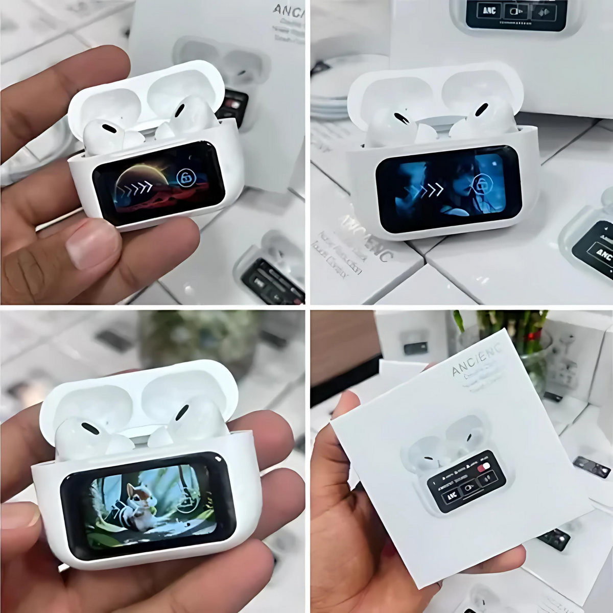 A9 Pro Wireless Earbuds – Smart Touch Screen Display, Bluetooth 5.3 & ANC Noise Cancellation - Black