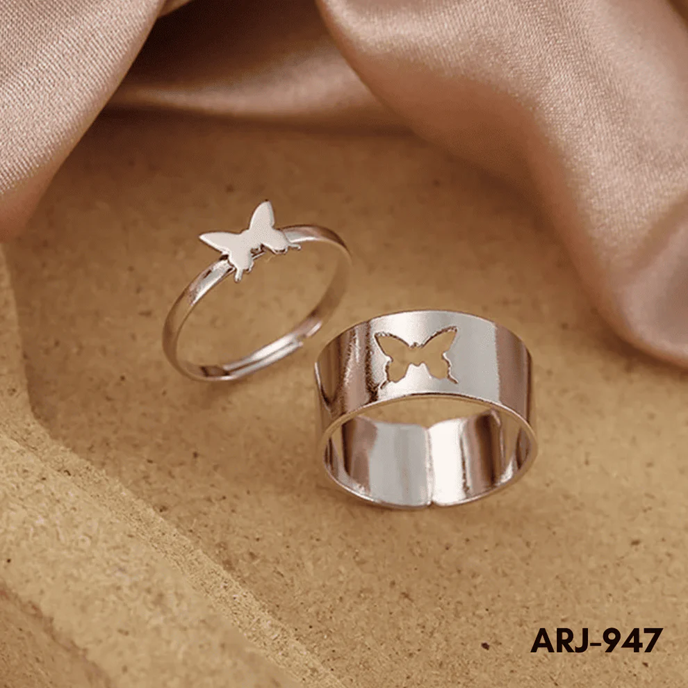 ARJ-947 Butterfly Couple Ring Elegant Stylish Durable Design Symbol Of Love And Commitment For Couples Adjustable Size - Image 3