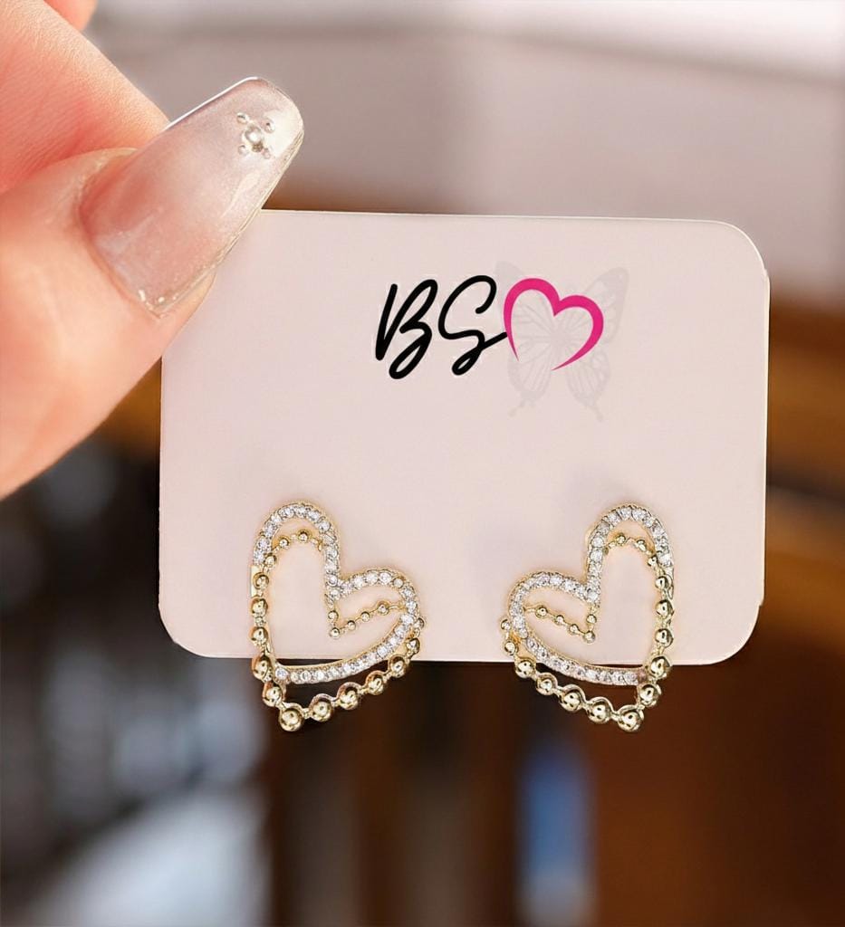 ZJE-164 Heart Shape Double Korean Earrings – Elegant Fashion Jewellery, Stylish Accessory for Women - Image 4