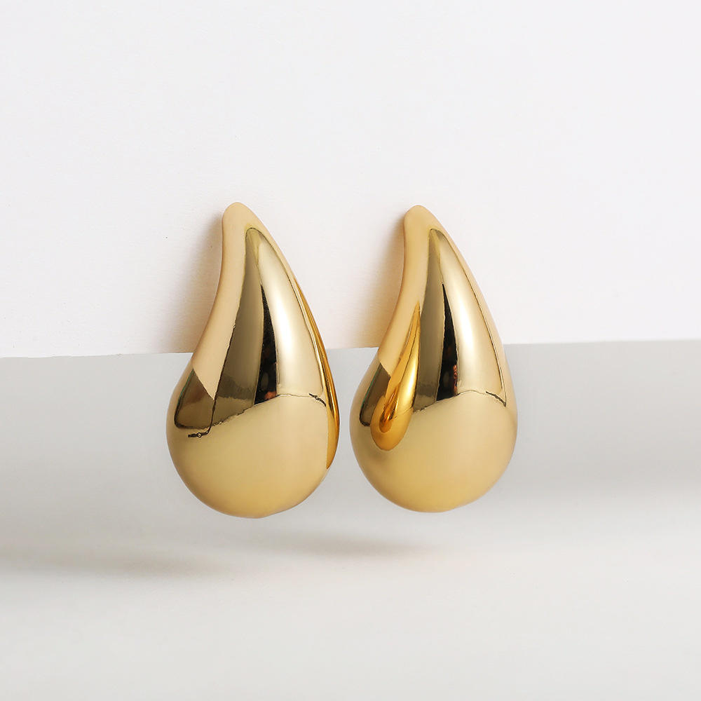 Chunky Dome Drop Earrings for Women Glossy Thick Teardrop Earrings Dupes Lightweight Hoops - Image 4