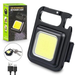 COB Rechargeable Keychain Light – Ultra Bright Metal Body Emergency Light with Type-C Charging (With Cable)