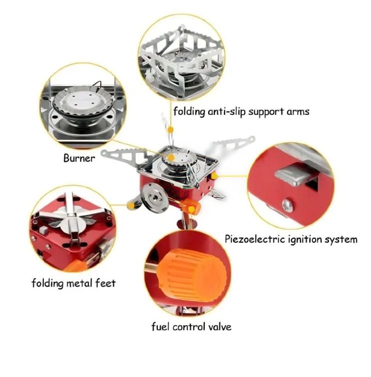 Mini Portable Square Stove for Backpacking Hiking Windproof Burner Camping Stove Foldable Stove for Outdoor picnic (without gas bottle) - Image 3