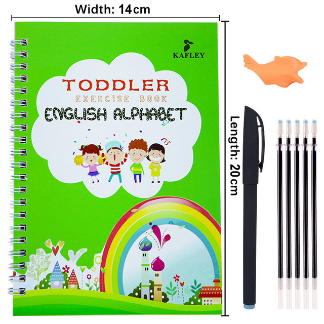 Pack Of 4 Pcs With 10 Refill Copybooks Pen Magic Copy Book Free Wiping Children's Kid Writing Sticker Practice Copybook For Calligraphy - Image 5