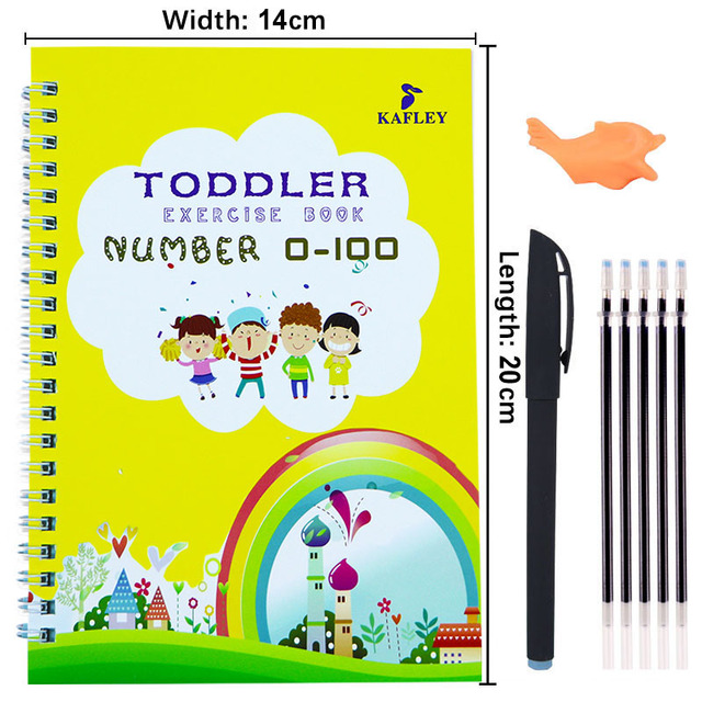 Pack Of 4 Pcs With 10 Refill Copybooks Pen Magic Copy Book Free Wiping Children's Kid Writing Sticker Practice Copybook For Calligraphy - Image 4