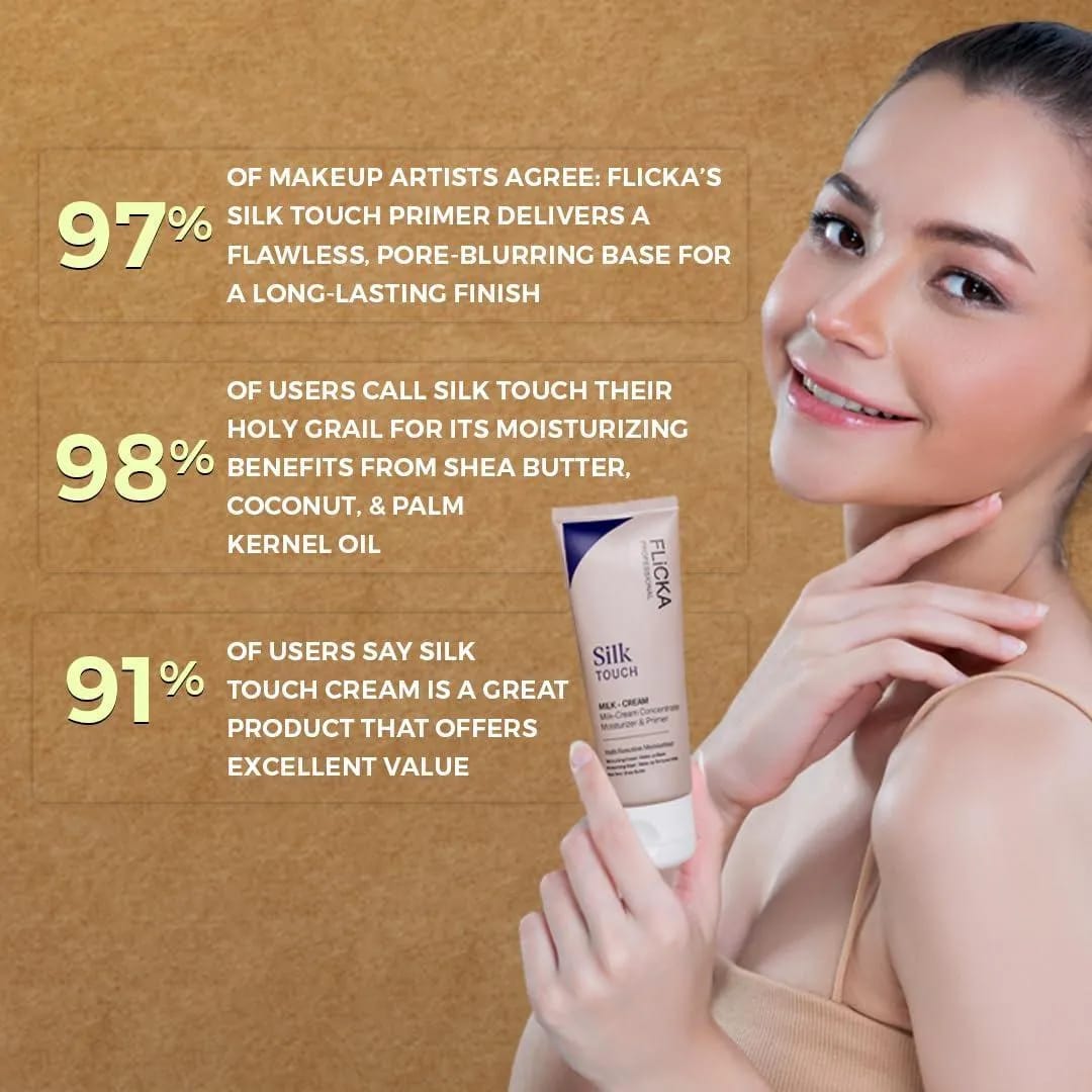 FLiCKA Silk Touch 3‑in‑1 Moisturizer & Primer | Hydrating, Lightweight, Long‑Lasting | Pore Minimizer | 60g - Image 3