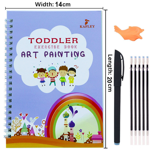 Pack Of 4 Pcs With 10 Refill Copybooks Pen Magic Copy Book Free Wiping Children's Kid Writing Sticker Practice Copybook For Calligraphy - Image 3