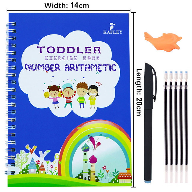 Pack Of 4 Pcs With 10 Refill Copybooks Pen Magic Copy Book Free Wiping Children's Kid Writing Sticker Practice Copybook For Calligraphy - Image 2