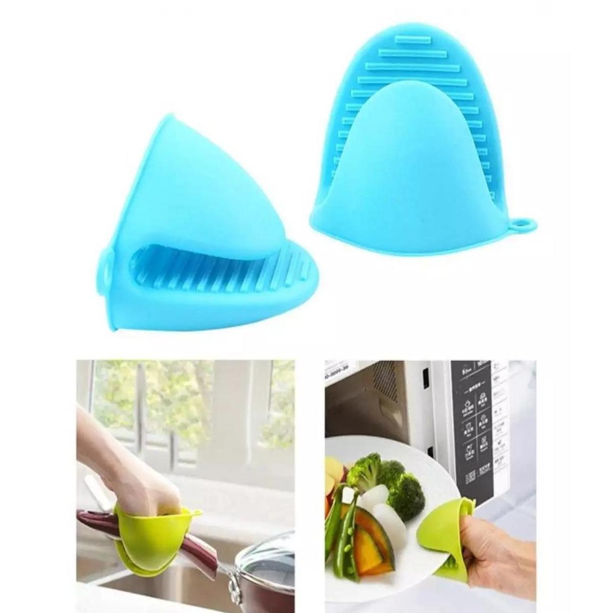 1 Pair Silicone Heat Resistant Glove Clip – Non-Slip Insulation Pot & Bowl Holder, Cooking and Baking Oven Mitt (Random Color) - Image 3
