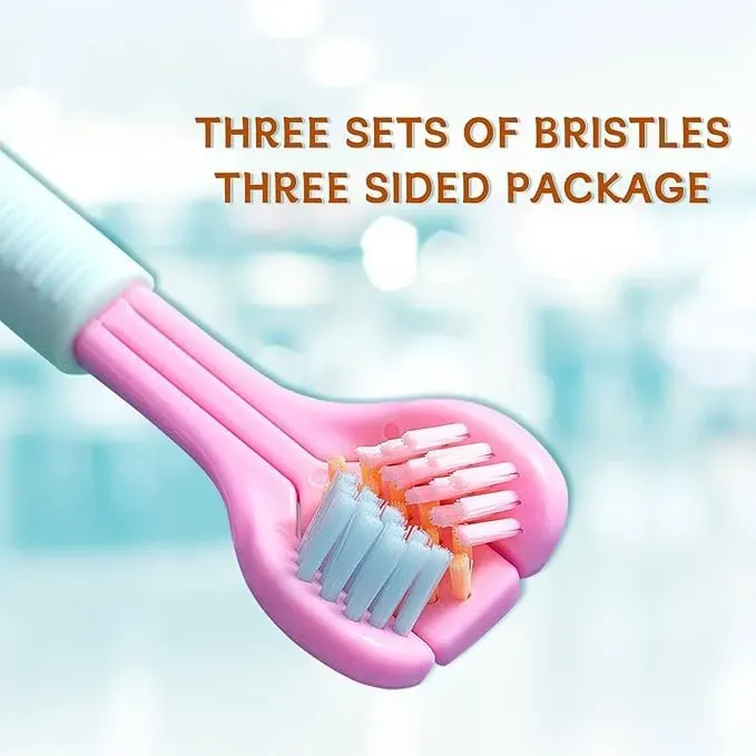 Three-Sided Ultra Soft Bristle Toothbrush – Gentle Oral Care Safety Teeth Cleaning Brush | Pack of 2 - Image 2