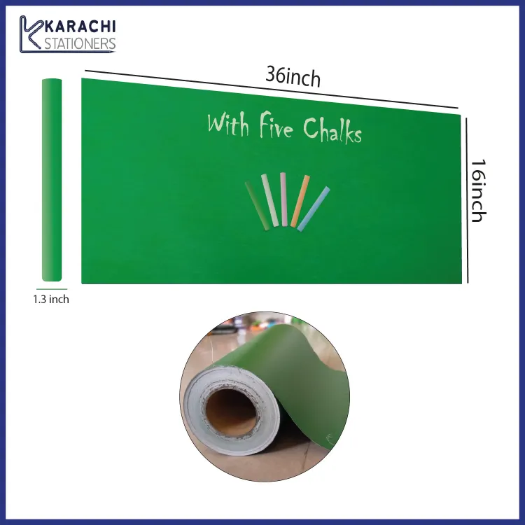 Greenboard Vinyl Sticker Chalkboard For Kids Greenboard Sticker For Wall Green Matte Adhesive Chalkboard Contact Paper Vinyl Wall Decal Poster Alternative With 5pcs Bonus Chalks Peel & Stick - Image 2