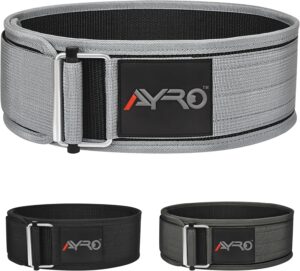 AYRO Self Locking Workout Weight Lifting Gym Belt Extra Large Premium Quality With Metal Buckle For Core Stability Back Support Deadlift Squat Powerlifting Strength Training