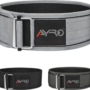 AYRO Self Locking Workout Weight Lifting Gym Belt Extra Large Premium Quality With Metal Buckle For Core Stability Back Support Deadlift Squat Powerlifting Strength Training