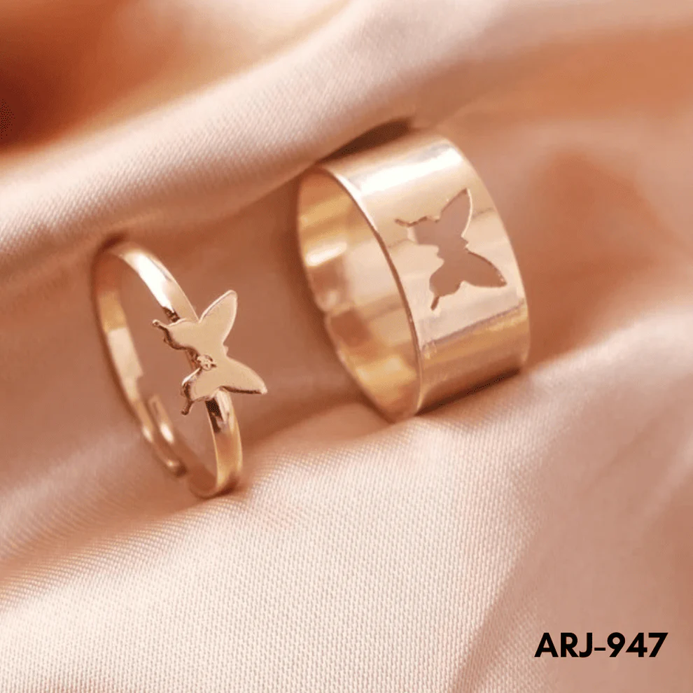 ARJ-947 Butterfly Couple Ring Elegant Stylish Durable Design Symbol Of Love And Commitment For Couples Adjustable Size - Image 2