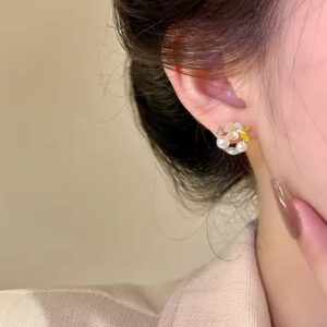 AWT-118 Korean Leaf Sparkling Pearl Earrings – | Elegant Leaf Design With Premium Pearls, Perfect for Daily Wear, Parties & Special Occasions