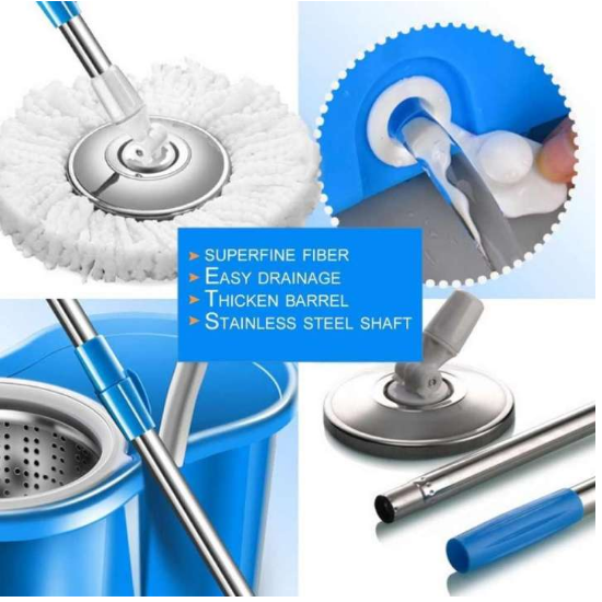 360 Rotating Cleaning Mop Interchangeable Mop Floor Compact Twisted Mop Accessories Household Mop Tool (Big Size)random color - Image 2