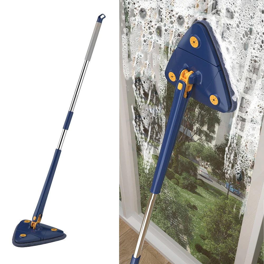 Extendable Triangle Mop 360 Twist Squeeze Window Glass Toilet Bathroom Floor Household Cleaning Ceiling Dusting (Random color) - Image 3