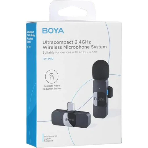 BOYA BY-MW12 Wireless Lavalier Microphone for iPhone, Android & DSLR | Type-C & Lightning | Noise Reduction | Live Streaming, Vlogging & Recording Mic