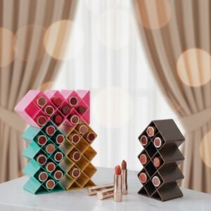 Plastic 10 Grid Lipstick Organizer with Storage Box – Makeup Holder for Lipsticks & Cosmetics - With Box (Random Color)