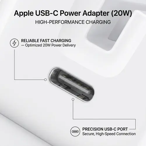 20W C To C PD 3 PIN Power Adapter For iPhone Fast Charger Adapter for iPhone and Compatible USB-C Devices - Image 2