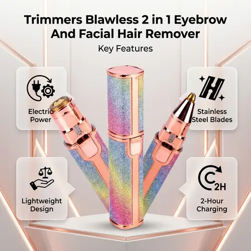 Blawless 2-in-1 USB Rechargeable Eyebrow Trimmer & Shaver (HX-203B) - Image 2