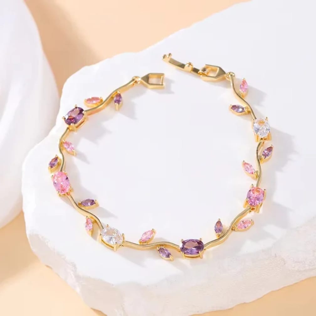 Tulip Bracelet – Premium Quality Stainless Steel Elegant Bracelet for Women ~ Without Box | Golden Base - Image 3