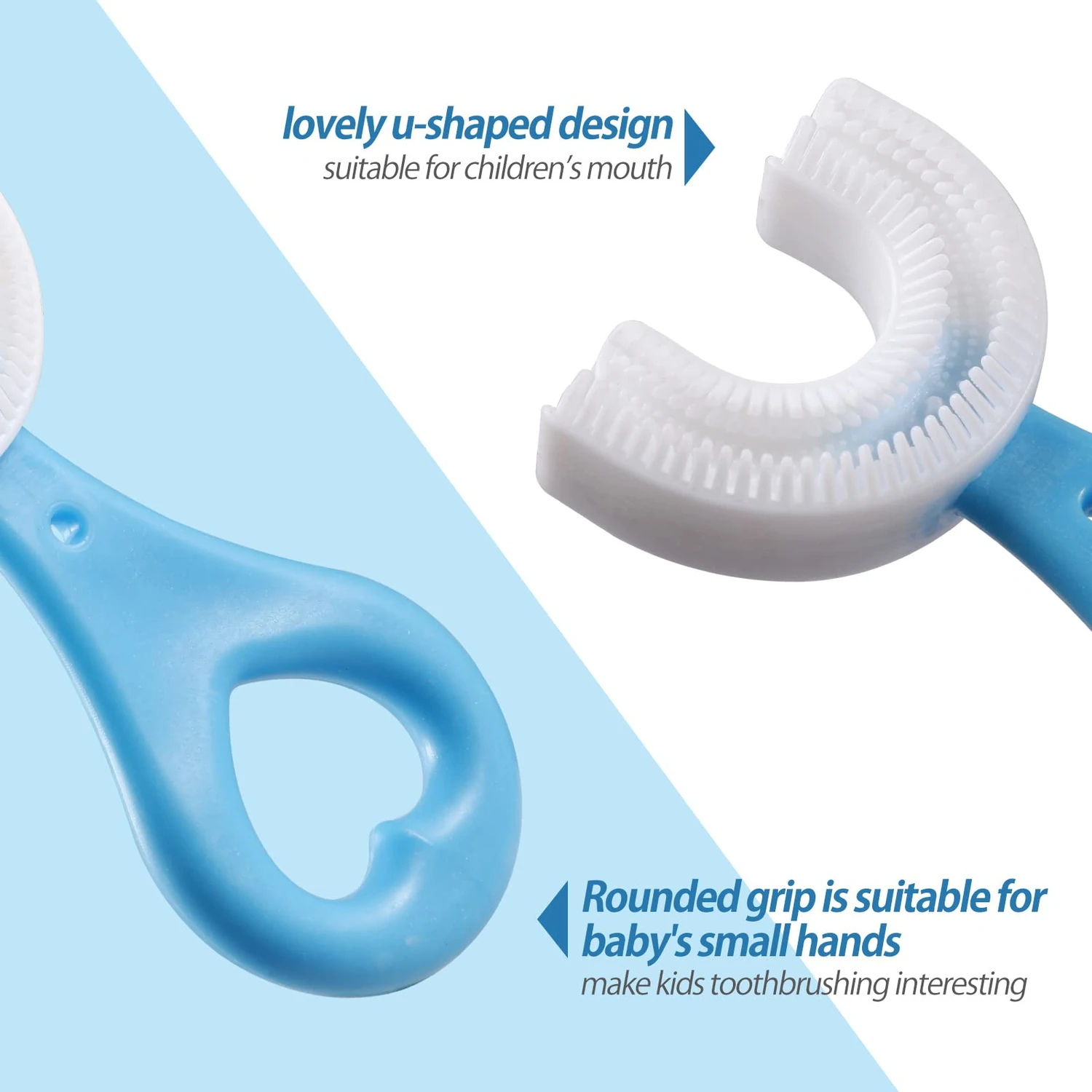1 PC - 360 Degree U-Shaped Baby Toothbrush Children Child Toothbrush Teethers Baby Brush Silicone Kids Teeth Oral Care Cleaning (With Box)(random color)