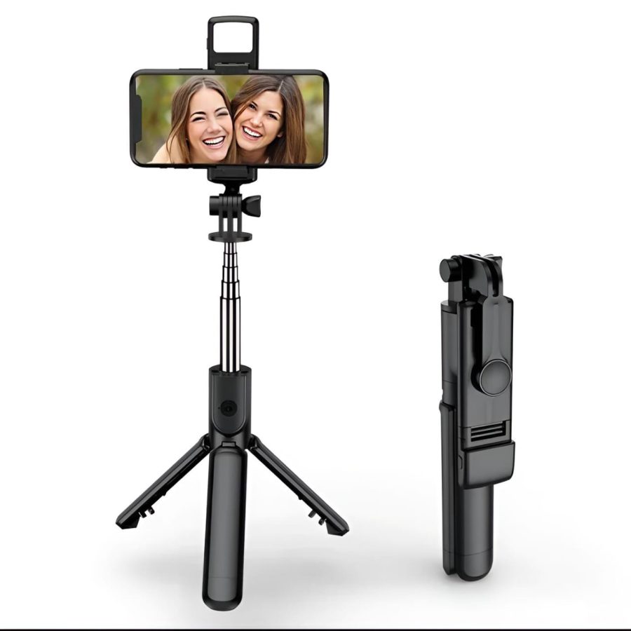 R1S 3-in-1 Selfie Stick Tripod with LED Light & Bluetooth Remote - Image 2