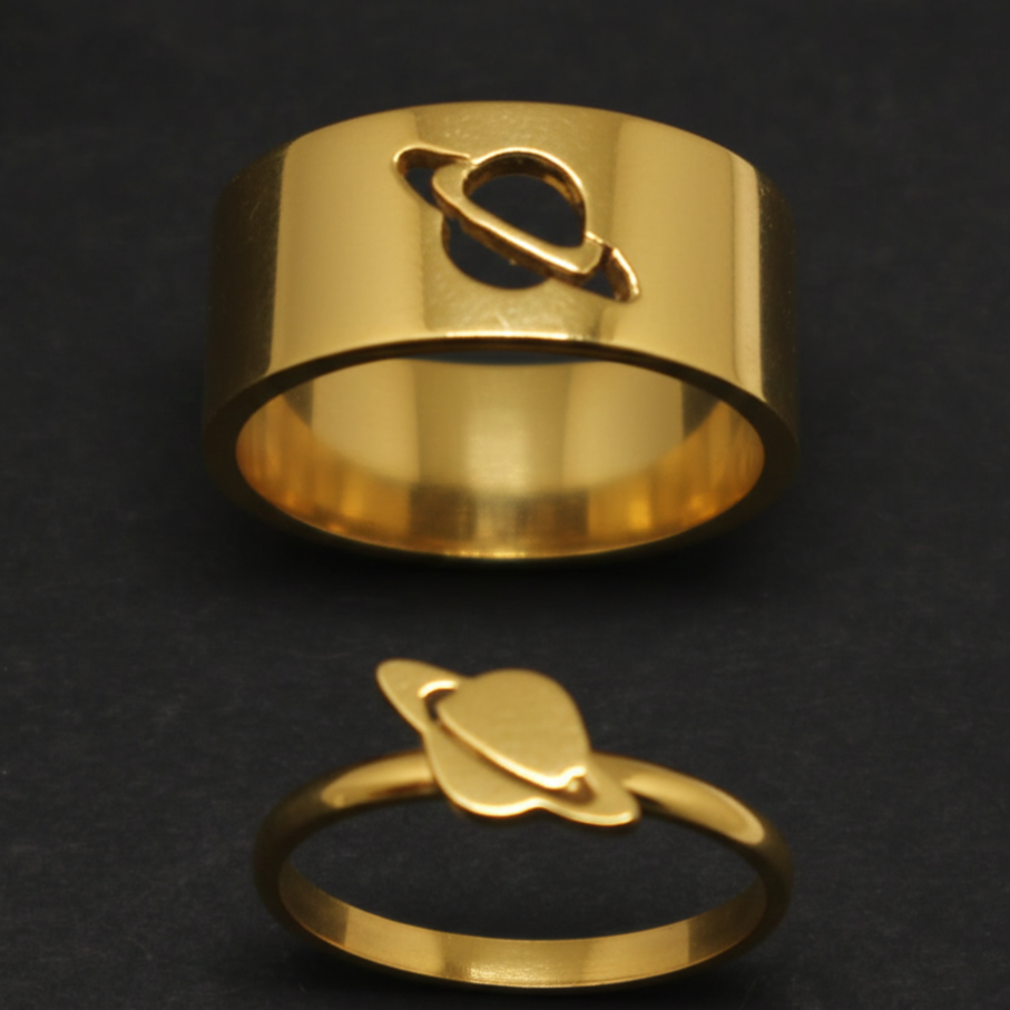 Planet Saturn Promise Couple Rings With Elegant Design And Symbolic Meaning For Special Bond Adjustable Size