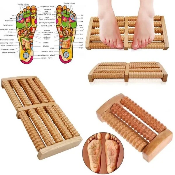 Traditional Wooden Roller Foot Massager Durable Natural Wood Design For Relaxation Stress Relief And Improved Blood Circulation wooden material - Image 2