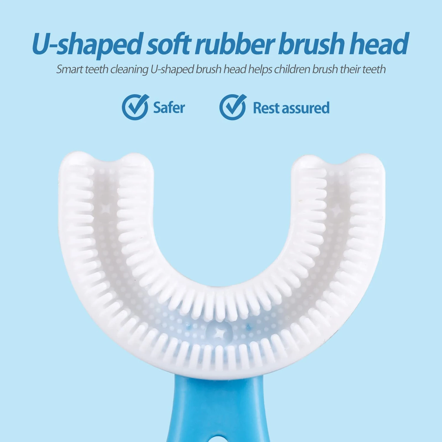 1 PC - 360 Degree U-Shaped Baby Toothbrush Children Child Toothbrush Teethers Baby Brush Silicone Kids Teeth Oral Care Cleaning (With Box)(random color) - Image 2