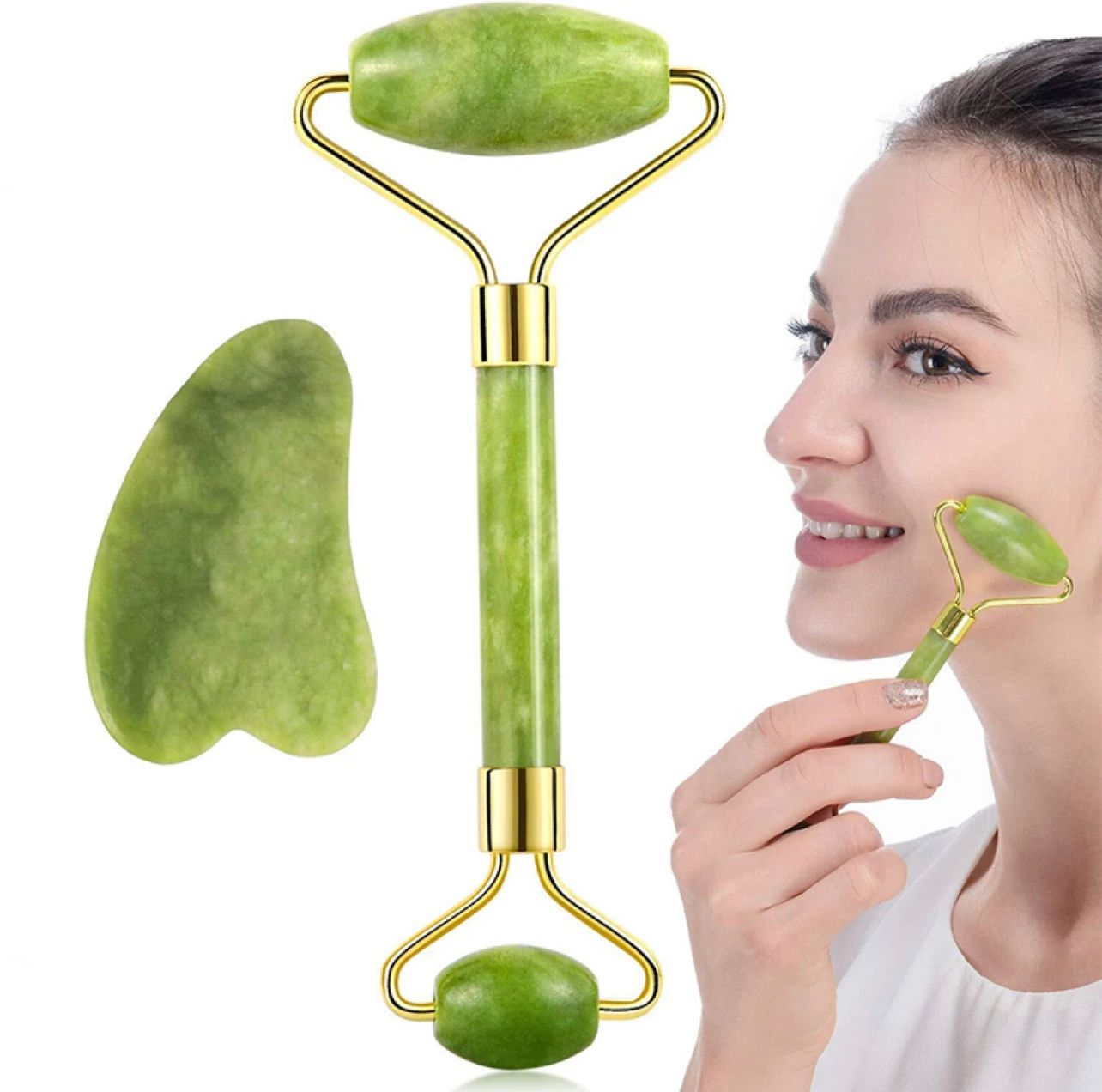 Flawless Jade Roller With Stone (Marble) - Image 5