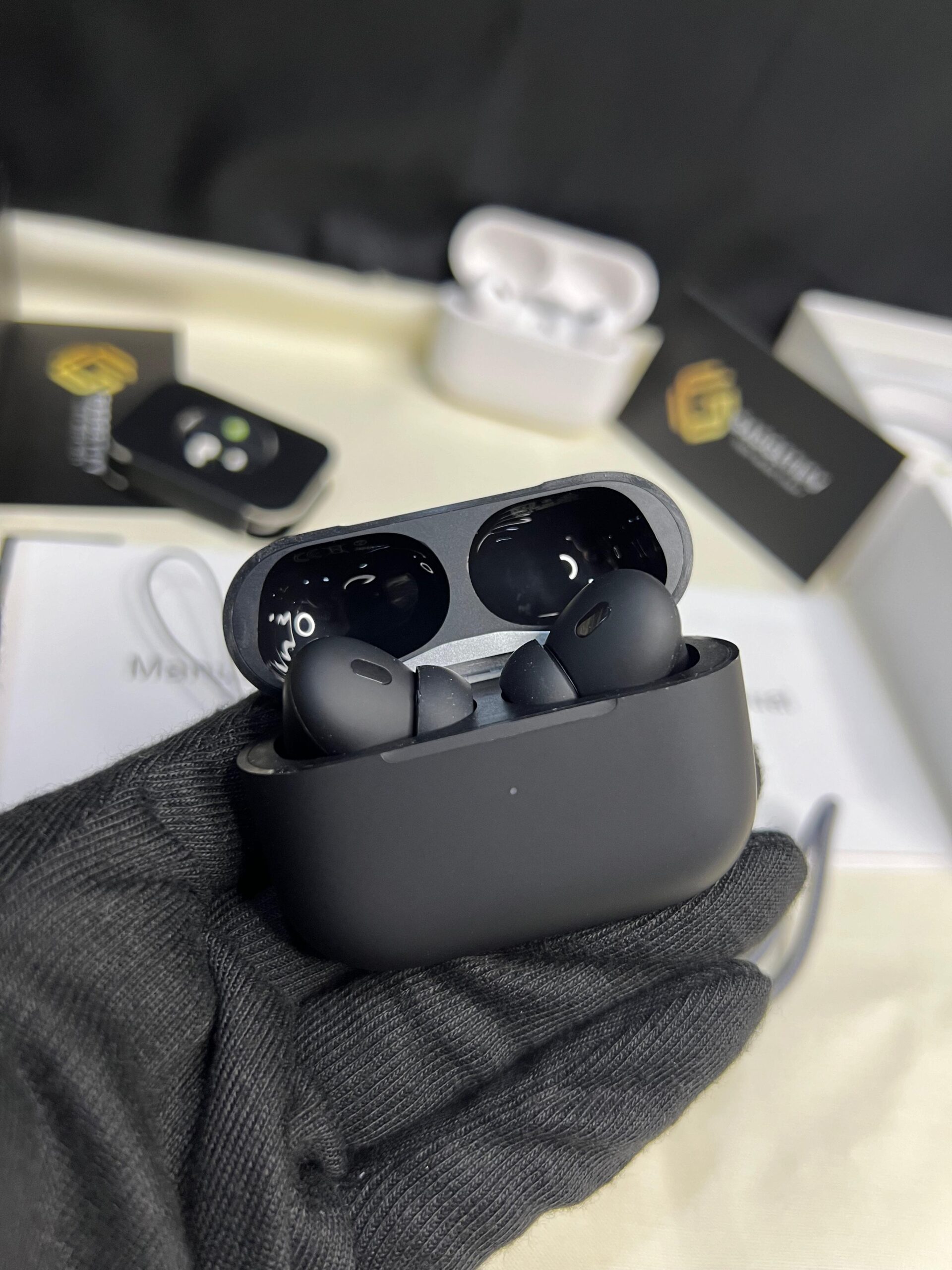 Premium Black AirPods – Wireless Bluetooth Earbuds with Smart Touch, Powerful Bass & Stylish .