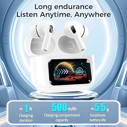 A9 Pro Wireless Earbuds – Smart Touch Screen Display, Bluetooth 5.3 & ANC Noise Cancellation - Black - Image 4