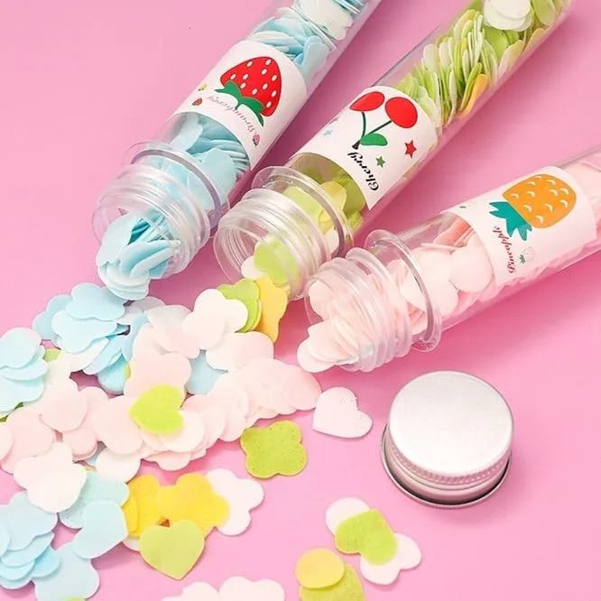 100 Pcs Disposable Flower Paper Soap With Portable Tube Multi Color Travel Sheets For Hand Washing And Outdoor Use Premium Quality (Random Color) - Image 3