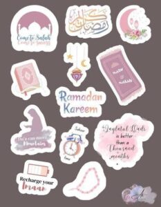 Ramadan Mubarak Sticker Pack – 12 Uncut Decorative Stickers