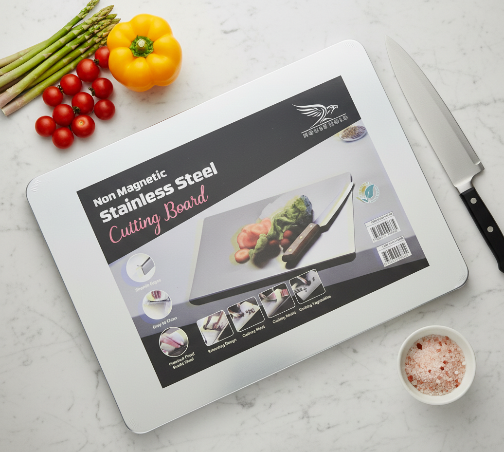 Marble Cutting Board Slab with Pure Stainless Steel Fitting – Non-Magnetic | 30 x 40 cm - Image 2