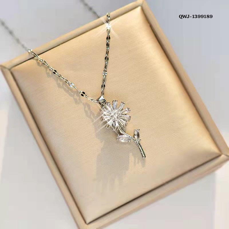 Flower Rotation Pendant Necklace – Golden | Premium China Quality | QWJ-189 - Image 2