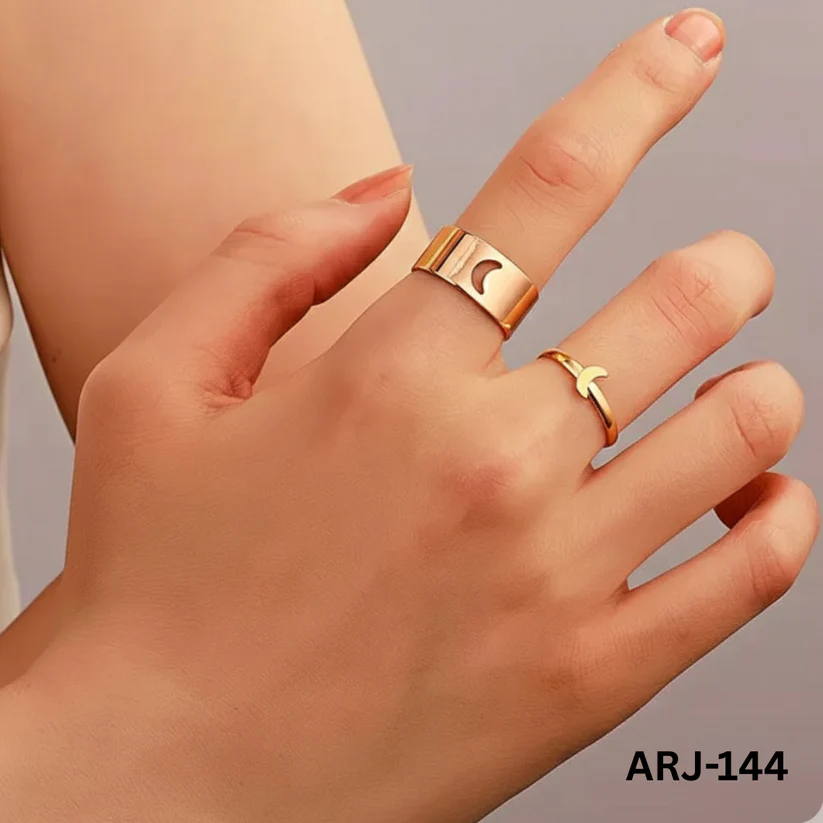 ARJ-144 Moon Couple Rings Adjustable Matching Rings For Couples Elegant Design And Daily Wear - Image 2