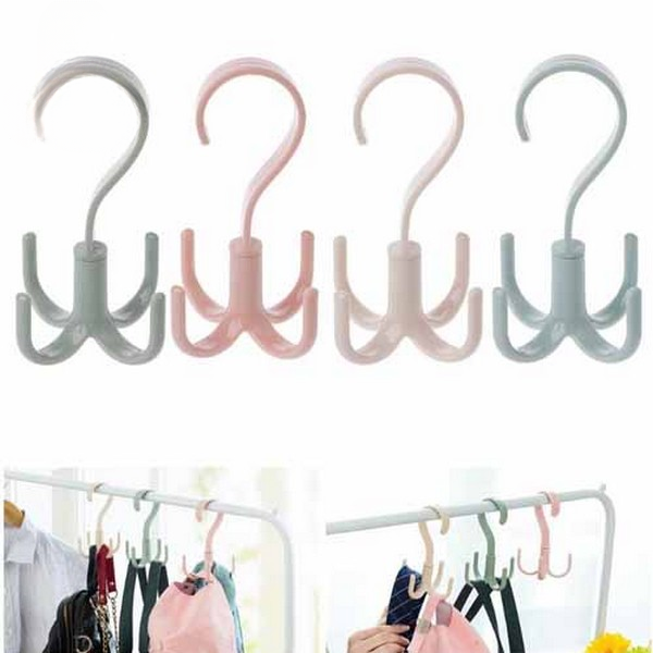 1Pcs Rotatable Hook Wardrobe Bag Rack Organizer Holder for Closet Scarf Belt Shoes Hanging Storage Hooks(random color) - Image 2