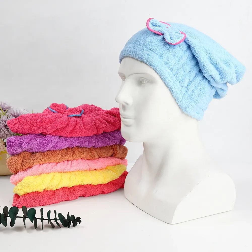 Soft Microfiber Flower Cap Towel for Women – Quick Dry Hair Wrap with Cute Bow Design, Super Absorbent Shower & Bath Turban for Smooth, Frizz-Free Hair (Random Color) - Image 2