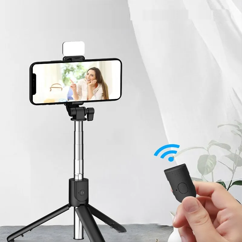 R1S 3-in-1 Selfie Stick Tripod with LED Light & Bluetooth Remote