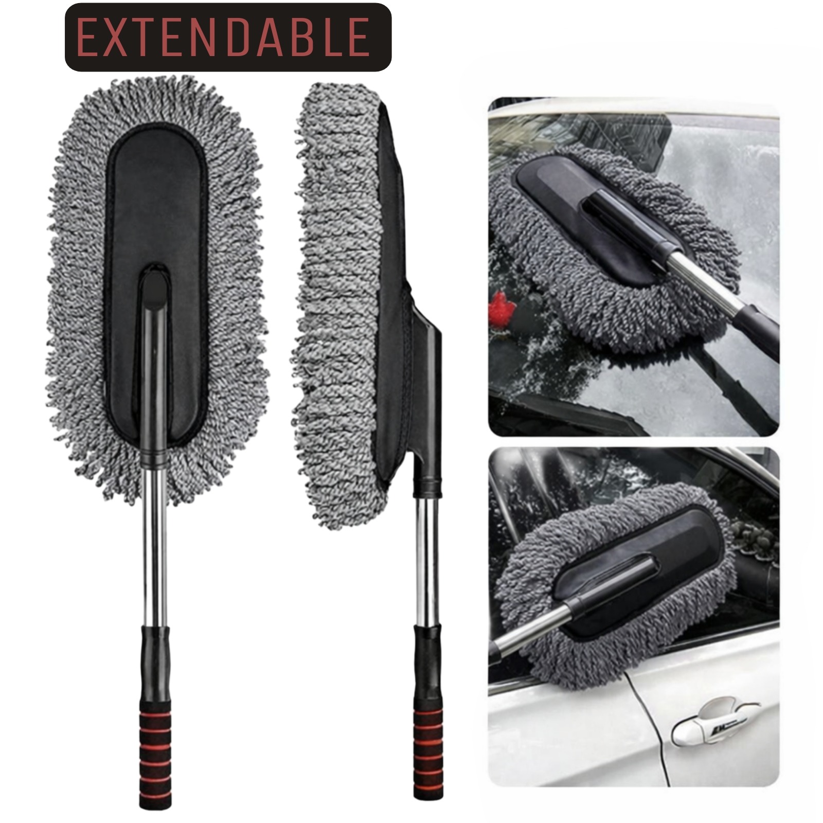 Car Wash Cleaning Brush Duster Dust Wax Mop Microfiber Telescoping Tool For Vehicle Exterior And Interior Cleaning - Image 2
