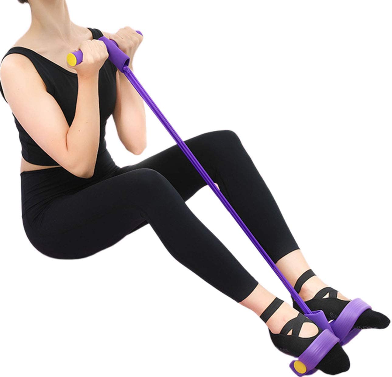 Foot Pedal Resistance Band Elastic Sit-Up Pull Rope Yoga Fitness Gym - Elastic Pull Ropes Tummy Trimmer (Random Colors) - Image 4