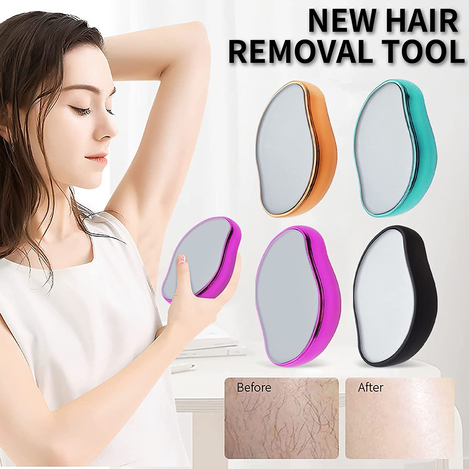Bleame Crystal Hair Eraser – Painless Exfoliation Hair Removal Tool For Arms Legs Back – Apply To Any Part Of The Body – China (random Color)Without Box - Image 2